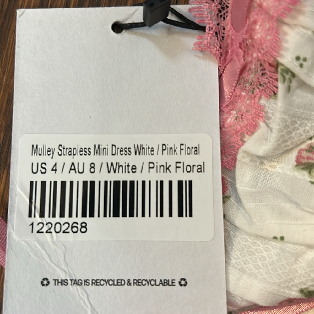 Princess Polly White Mini Dress with Pink Rose Print and Pink Trim - Picture 3 of 9